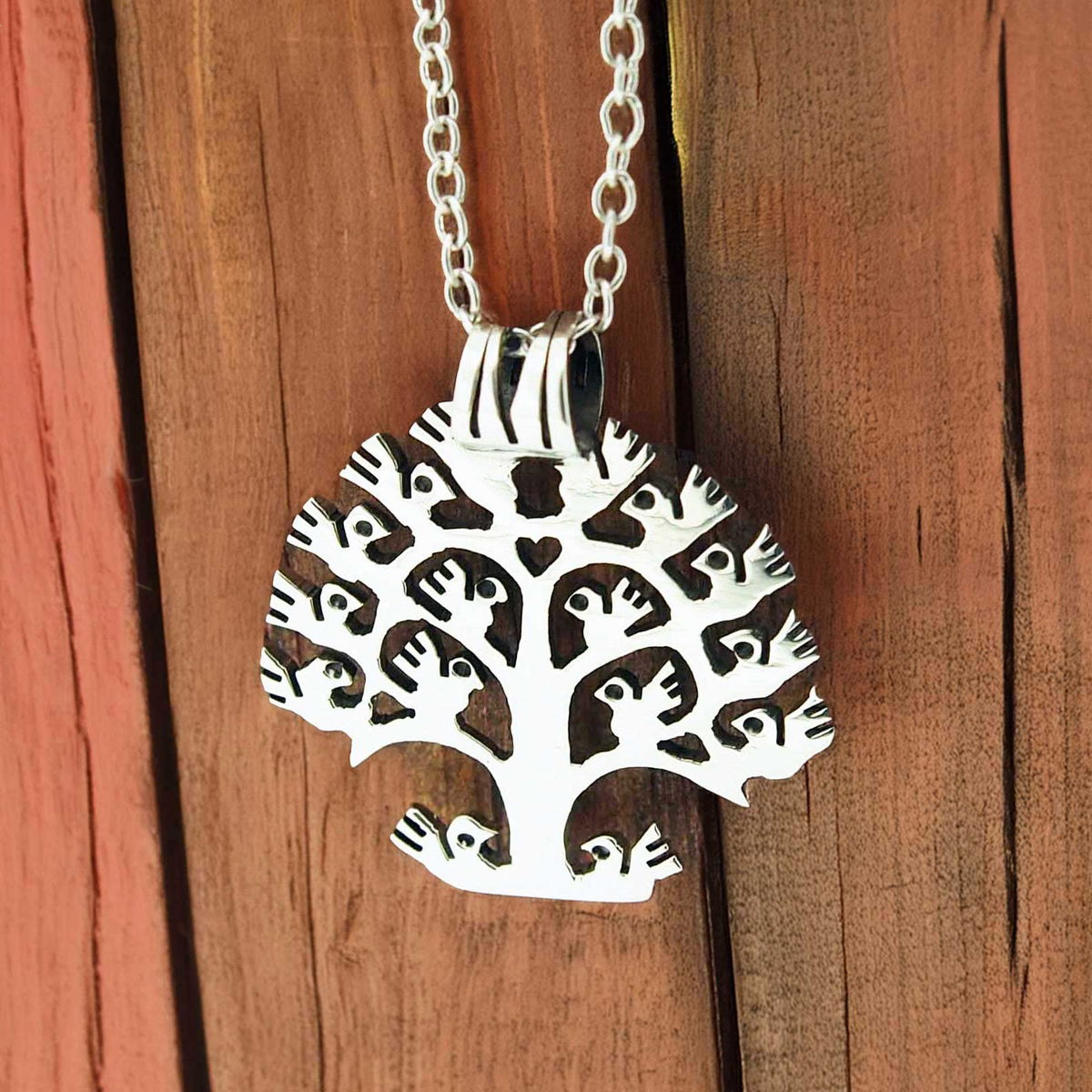 Small tree of life silver necklace