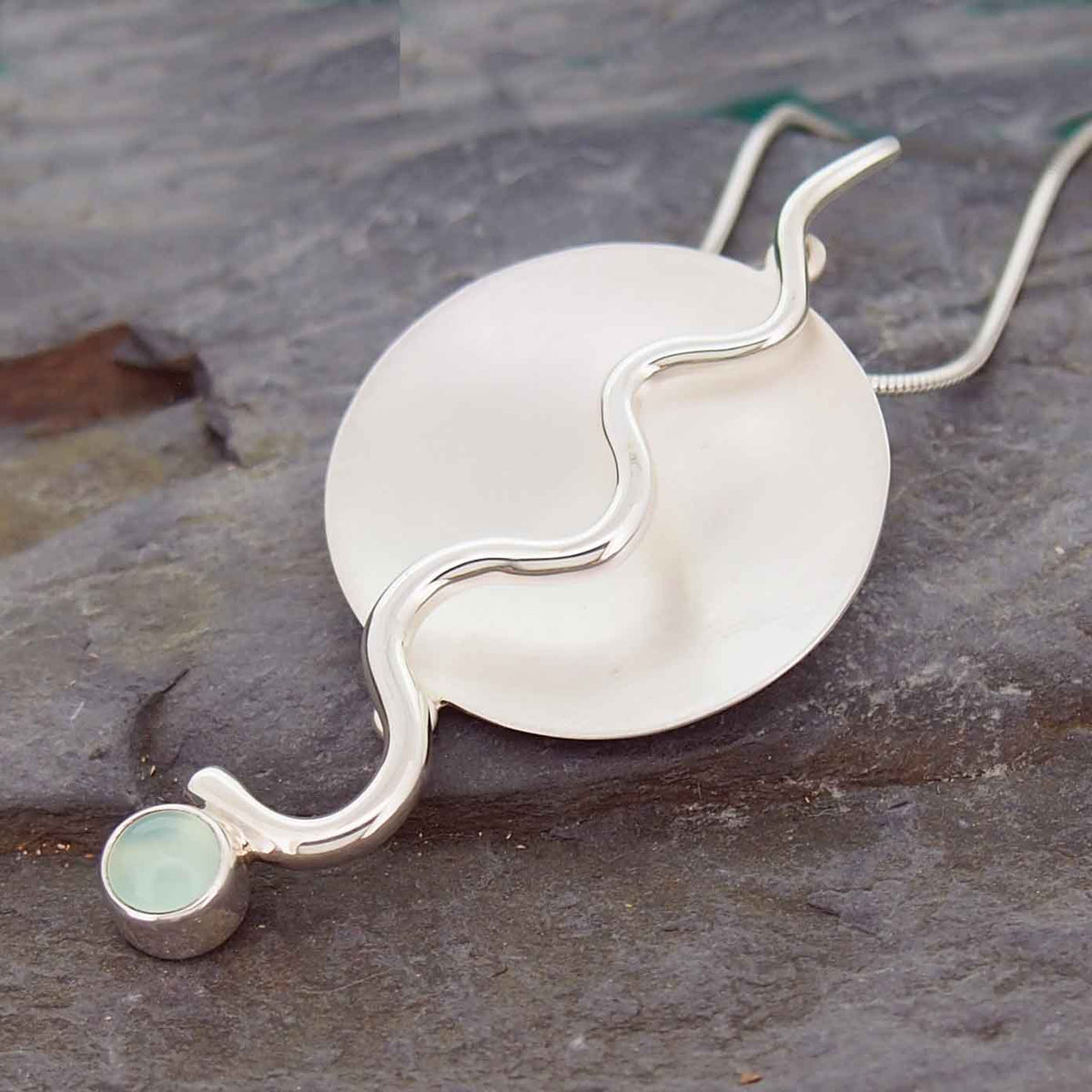 Unusual sterling silver Chalcedony necklace