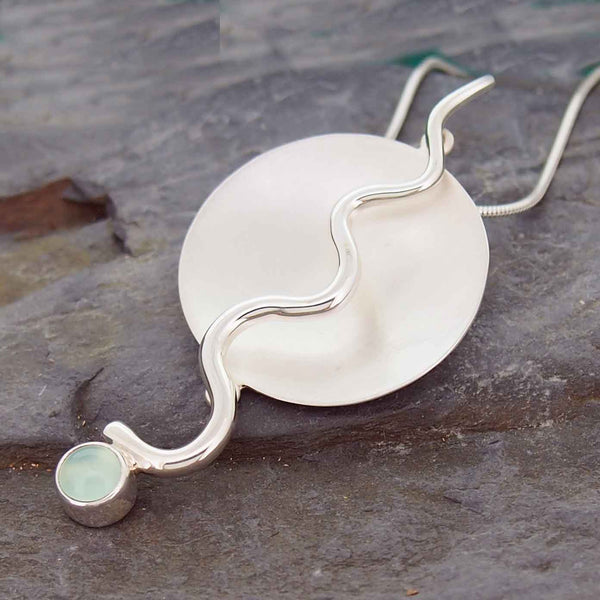 Unusual sterling silver Chalcedony necklace