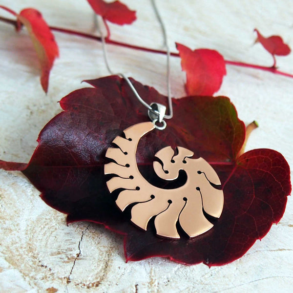 Unusual copper spiral nature pendant
