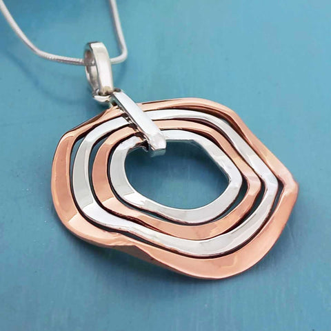 Sterling silver copper circle necklace