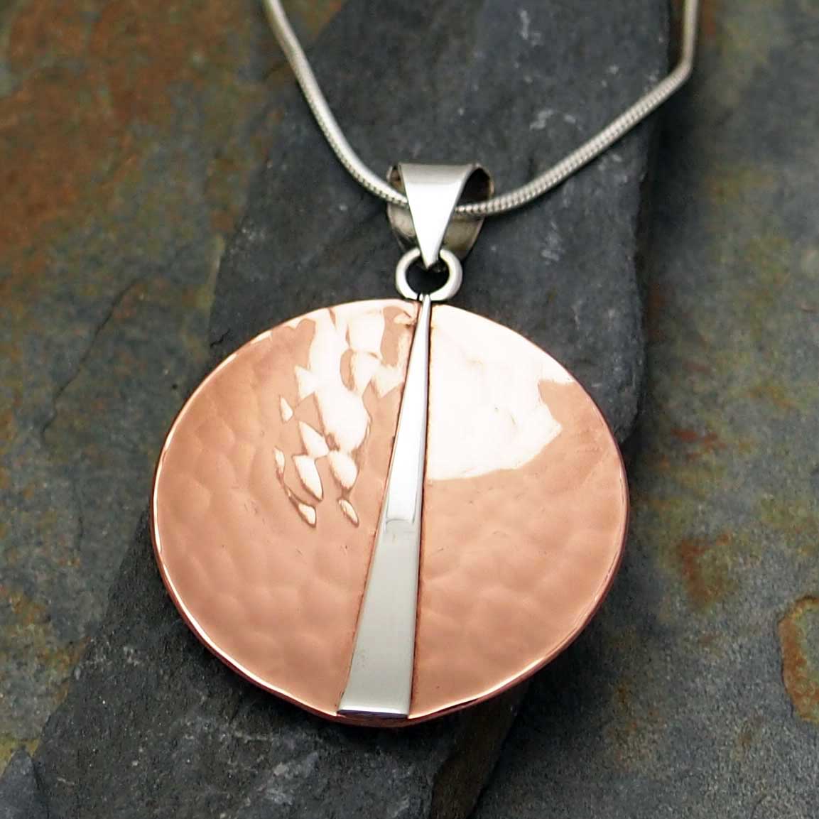 Copper with Silver Triangle Pendant 