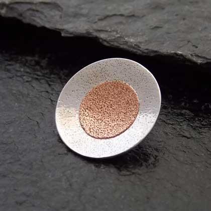 Brushed Silver Pendant with Copper Circle