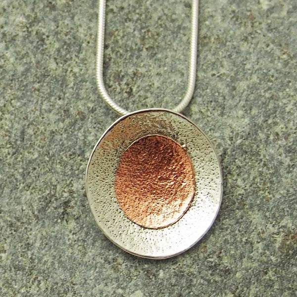 Handmade Silver Pendant with Copper Circle