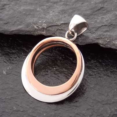Handmade Copper Silver Circle Pendant