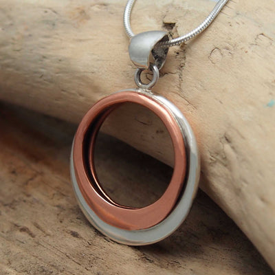 Copper Silver Entwined Circles Pendant (368)