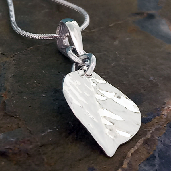 Beaten Mexican silver leaf necklace