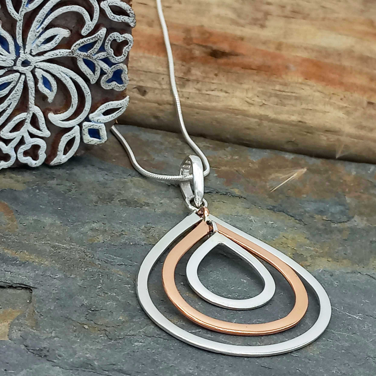 Copper Silver Teardrop Pendant Main image