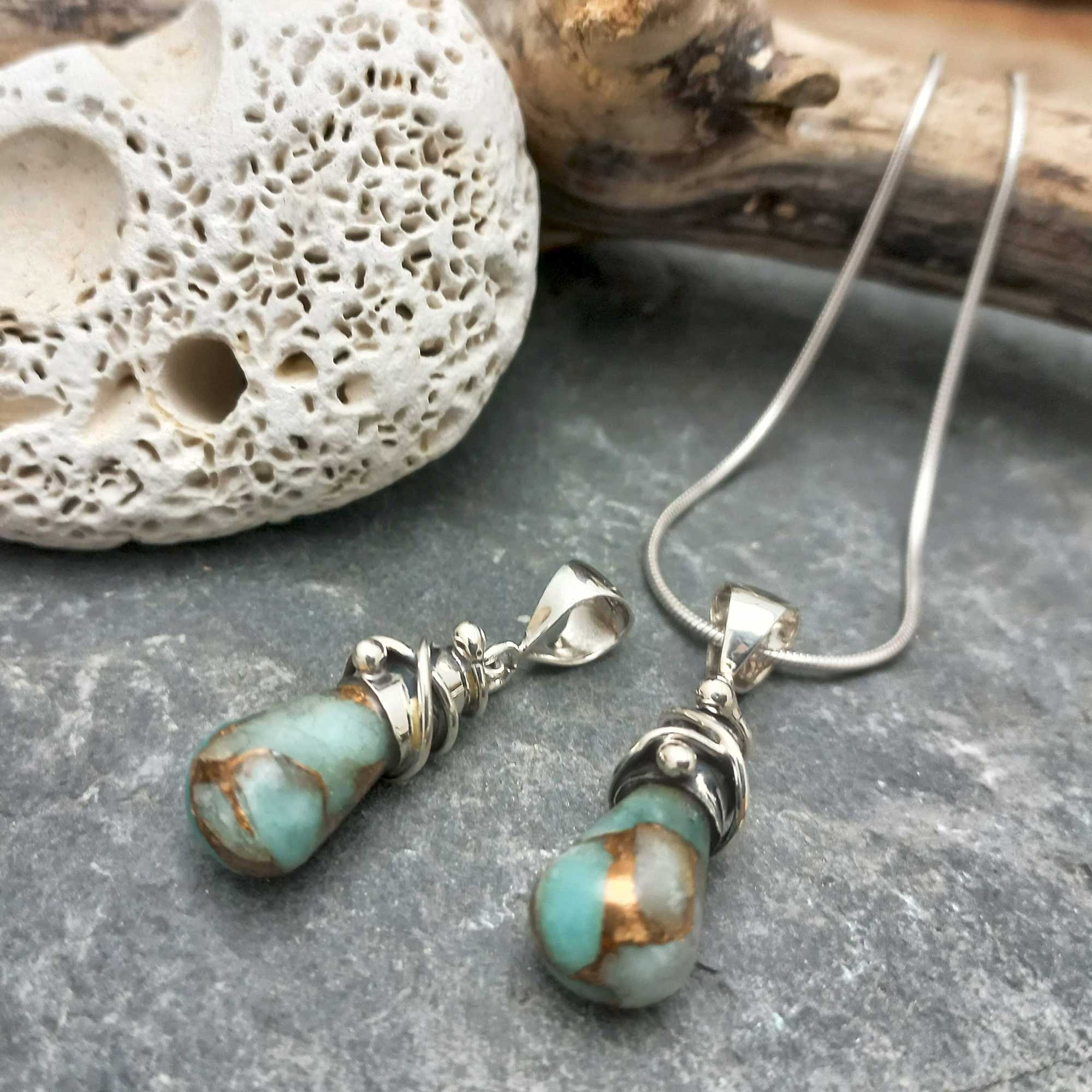 Unusual Amazonite sterling silver necklaces