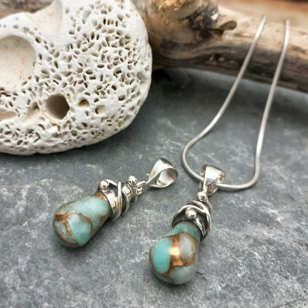 Unusual Amazonite sterling silver necklaces