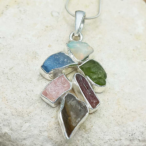 Multi stone Silver Pendant