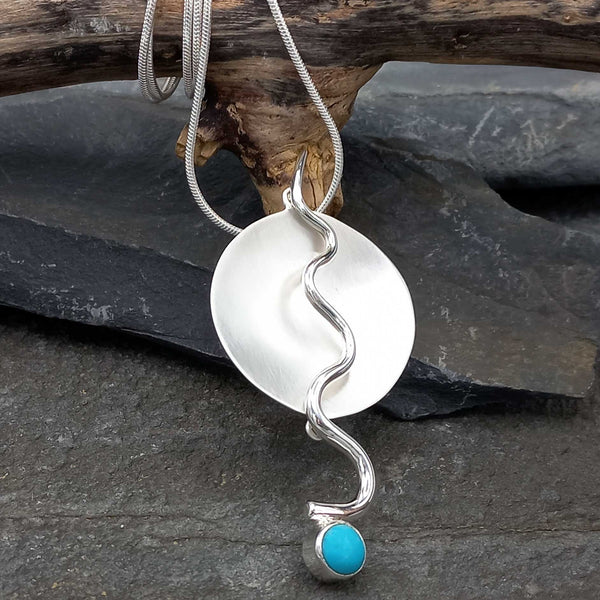Turquoise Flame Silver Pendant
