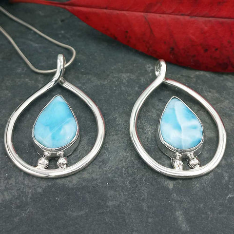Larimar sterling silver pendants