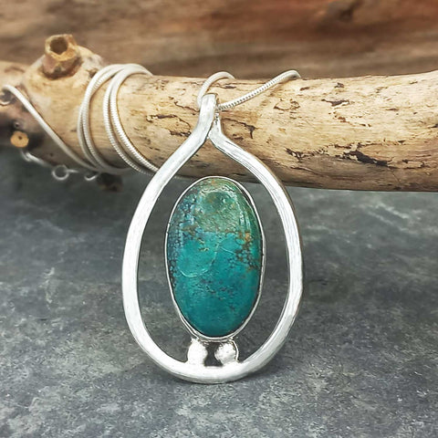 Handmade Chrysocolla Silver Necklace