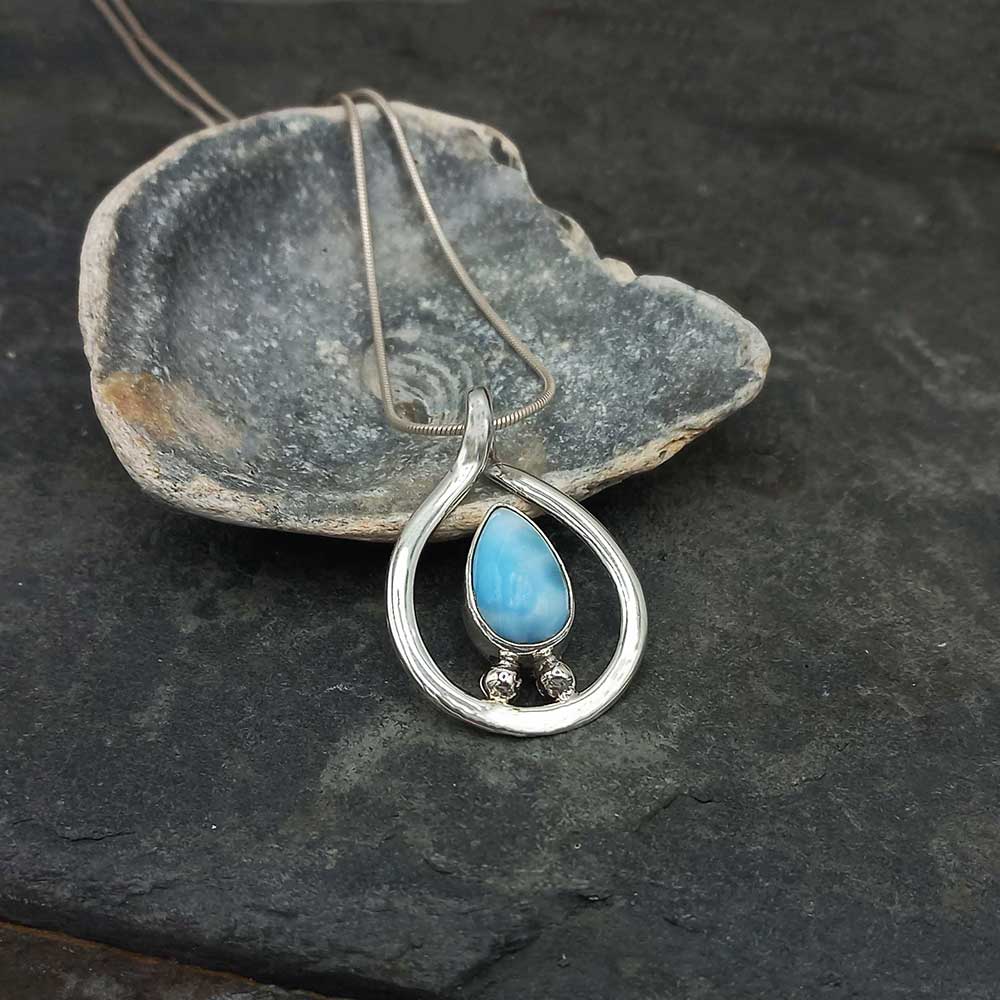 Sterling silver larimar pendant