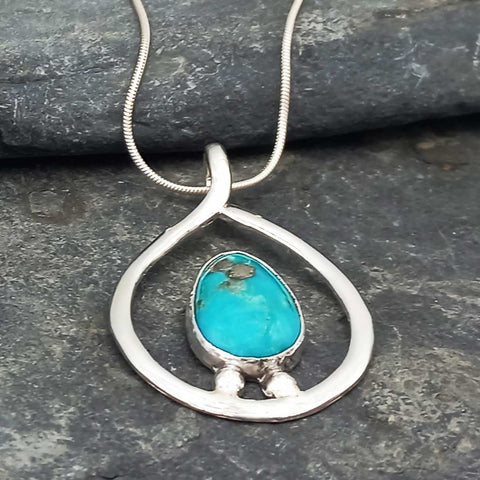 Turquoise Teardrop Silver Pendant