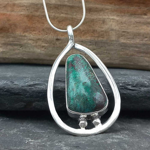 Silver Mexican necklace with Chrysocolla 