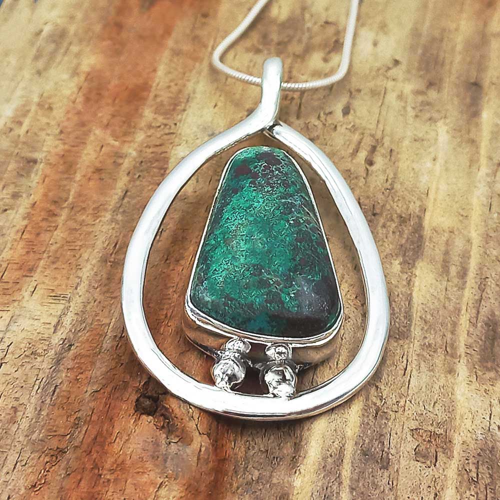 Greem Chrysocolla Silver Pendant