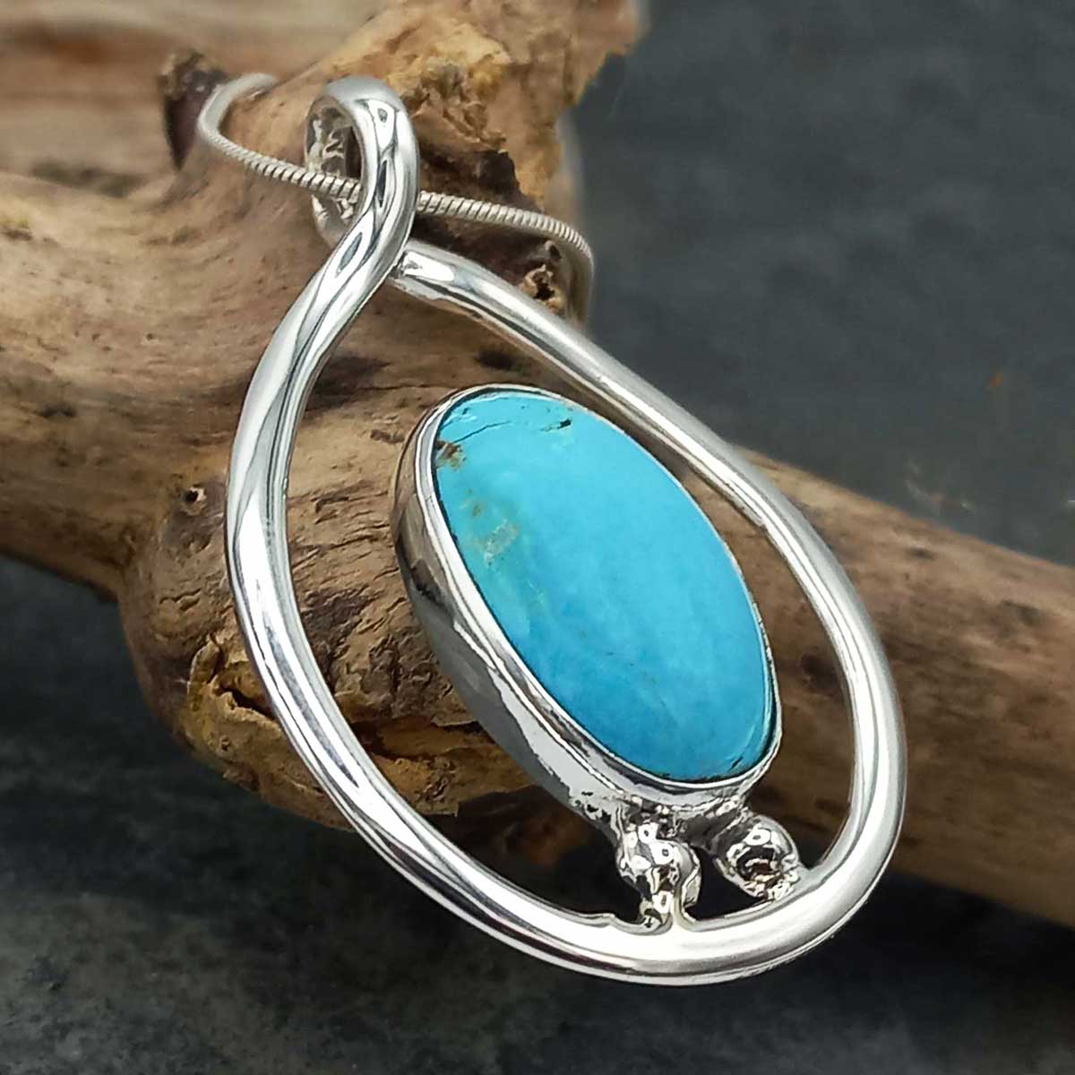 Handmade Larimar Silver Necklace