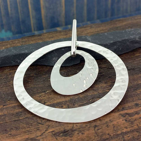 Statement silver oval duo pendant