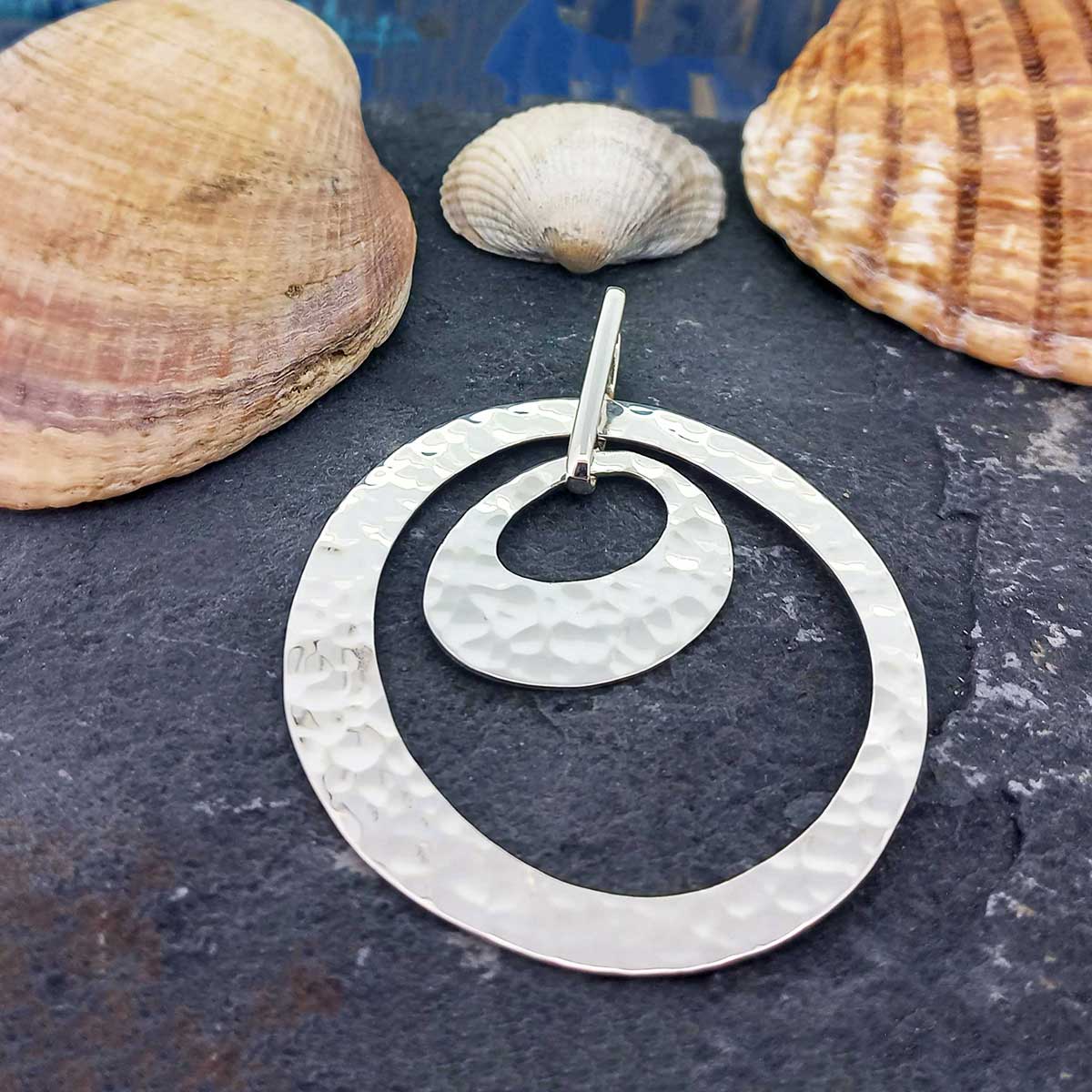 Hammered sterling silver Mexican pendant Main image