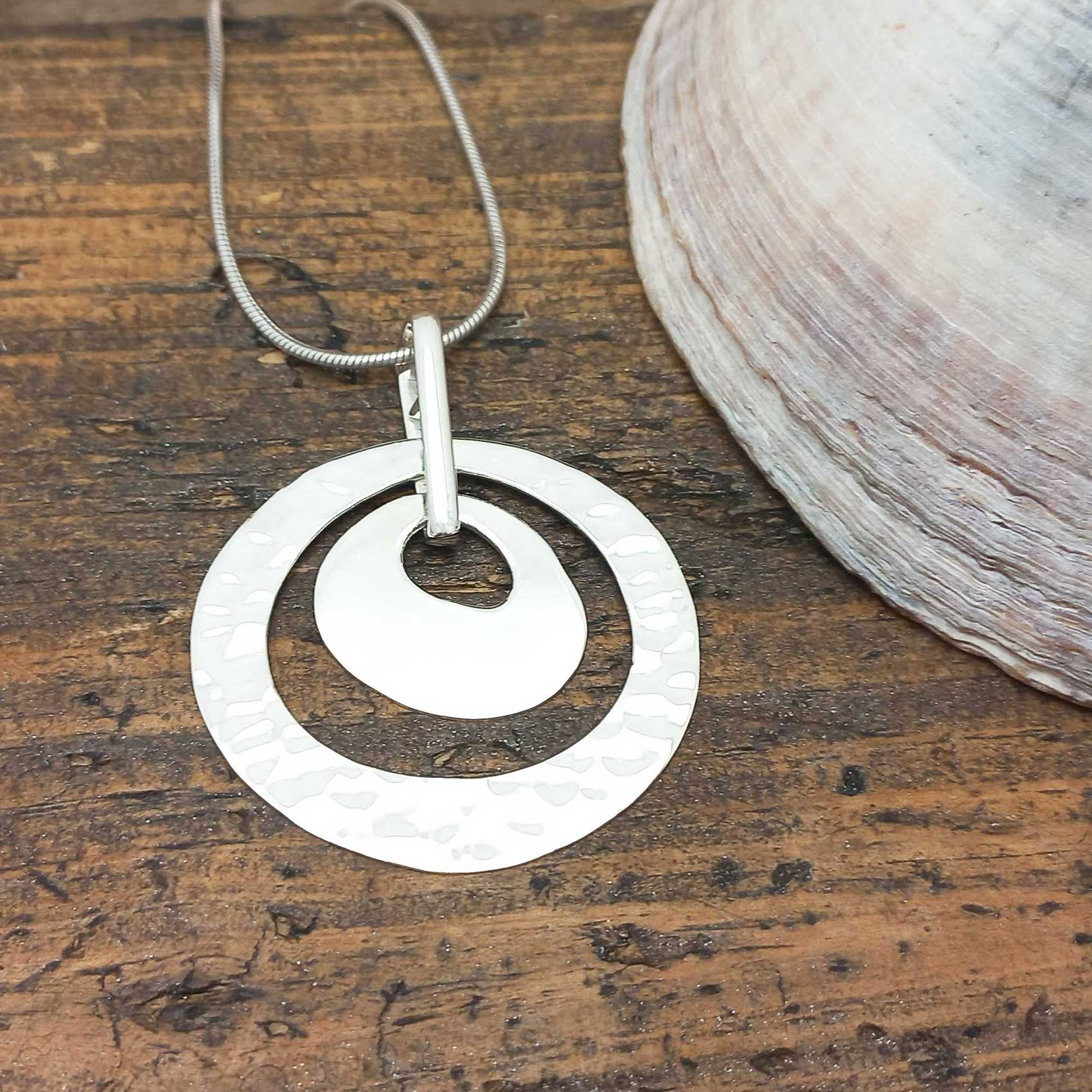 Sterling silver handmade textured pendant
