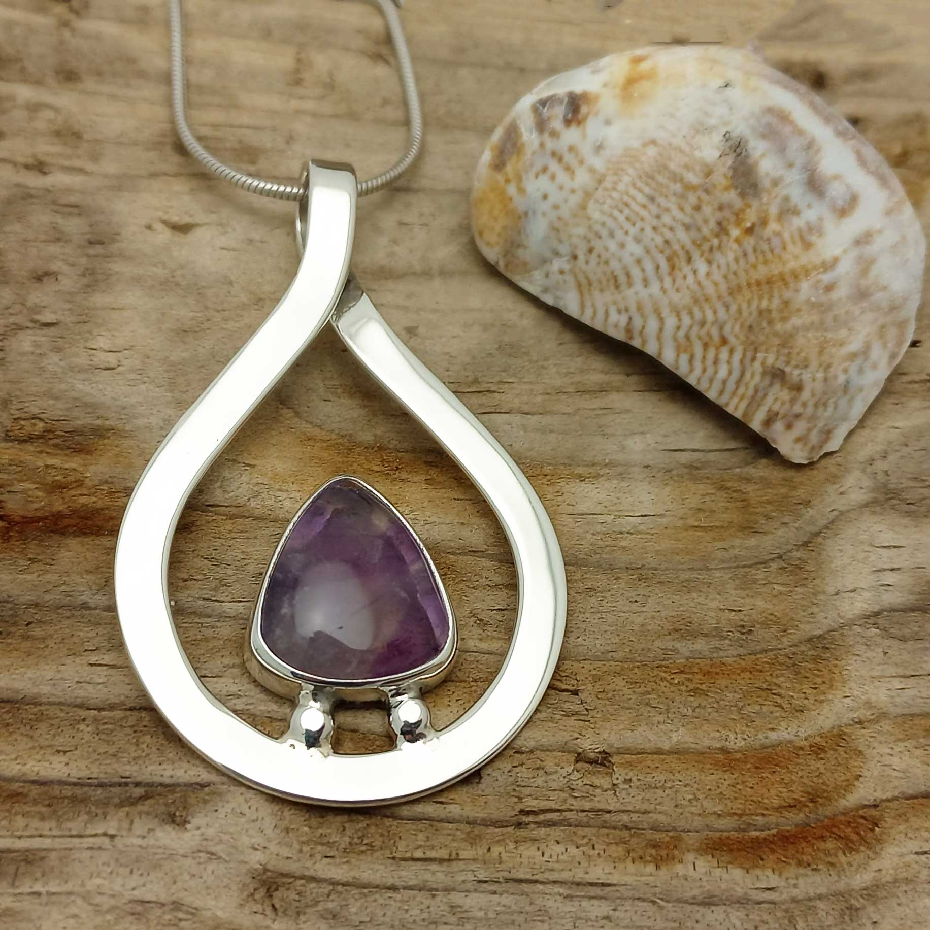 Handmade teardrop Amethyst pendant
