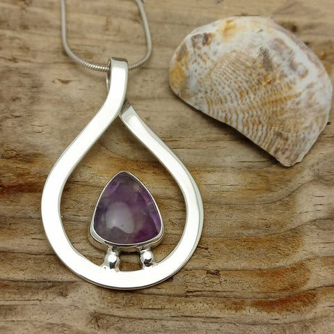 Handmade teardrop Amethyst pendant