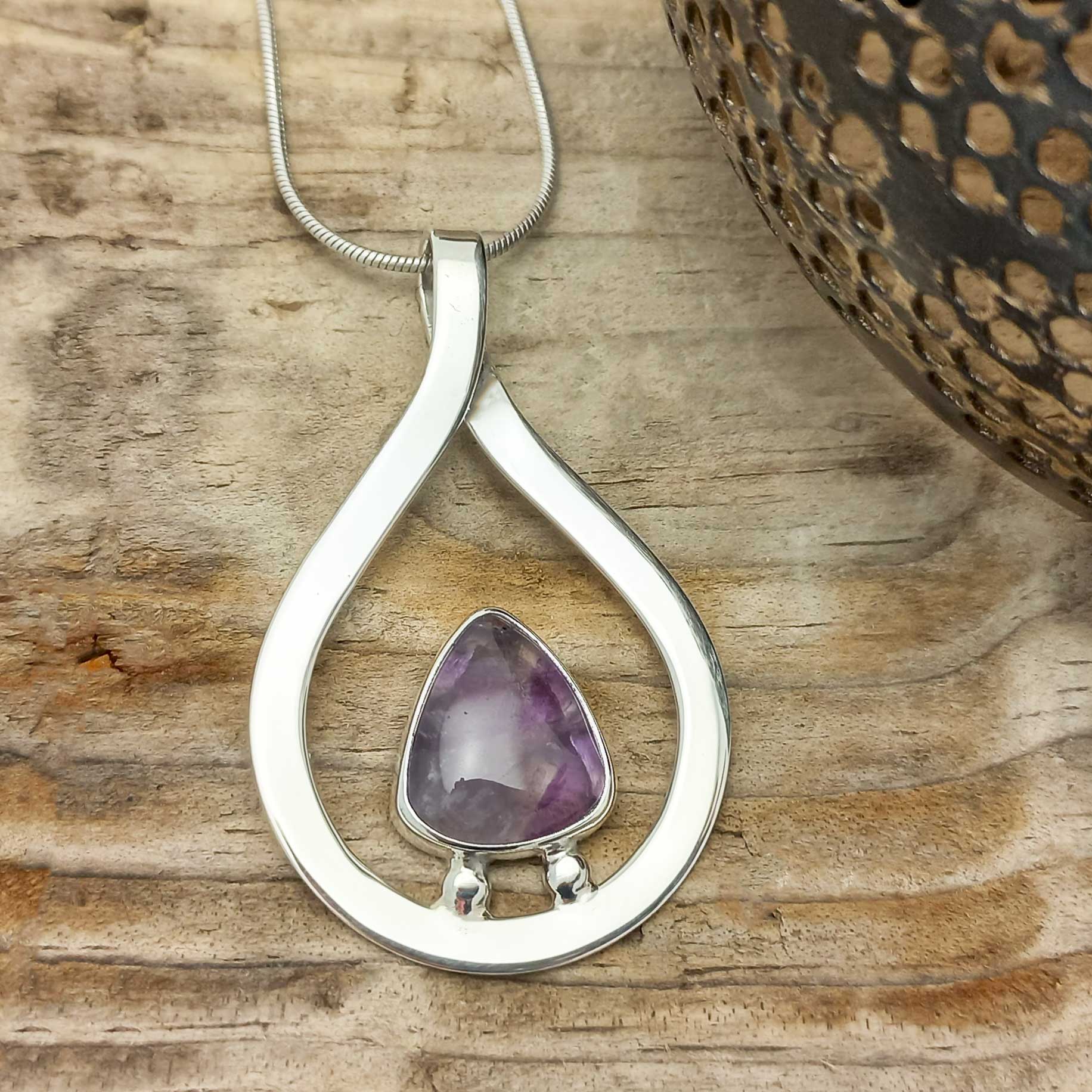 Amethyst Teardrop Silver Pendant