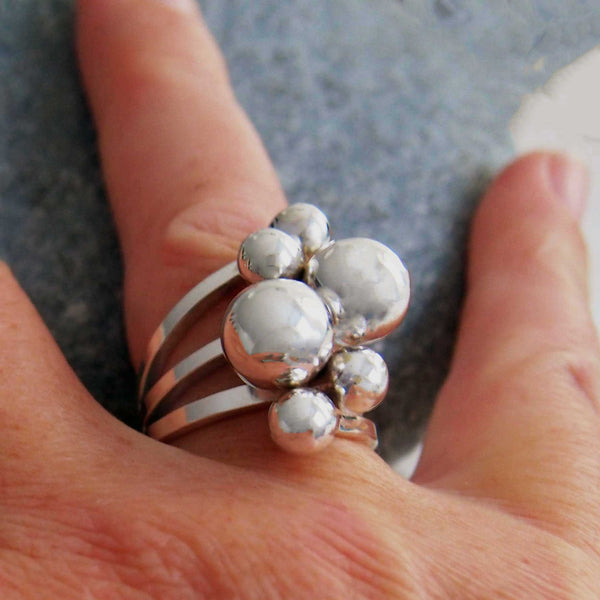 Chunky Silver Ring with balls