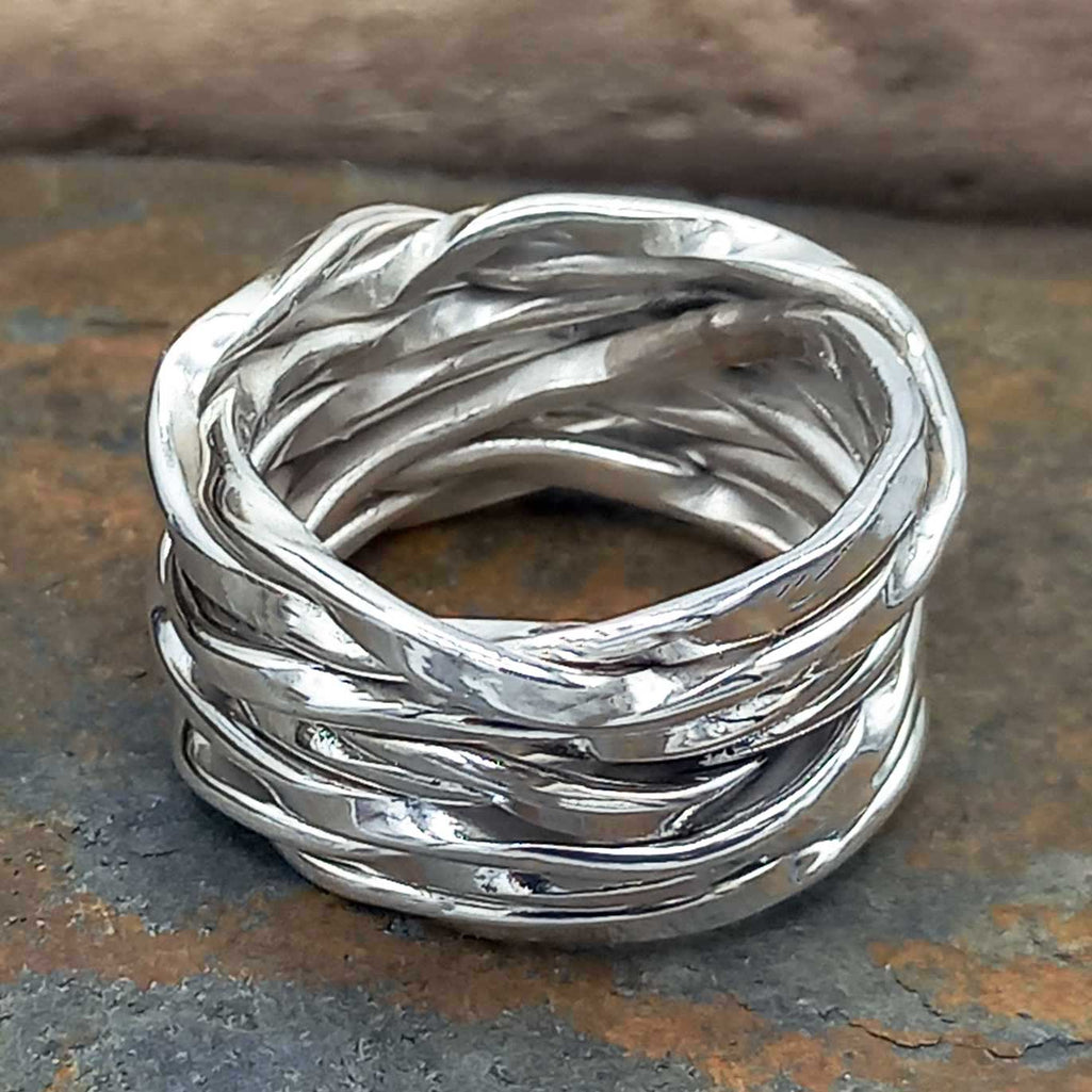 Chunky Silver strand ring