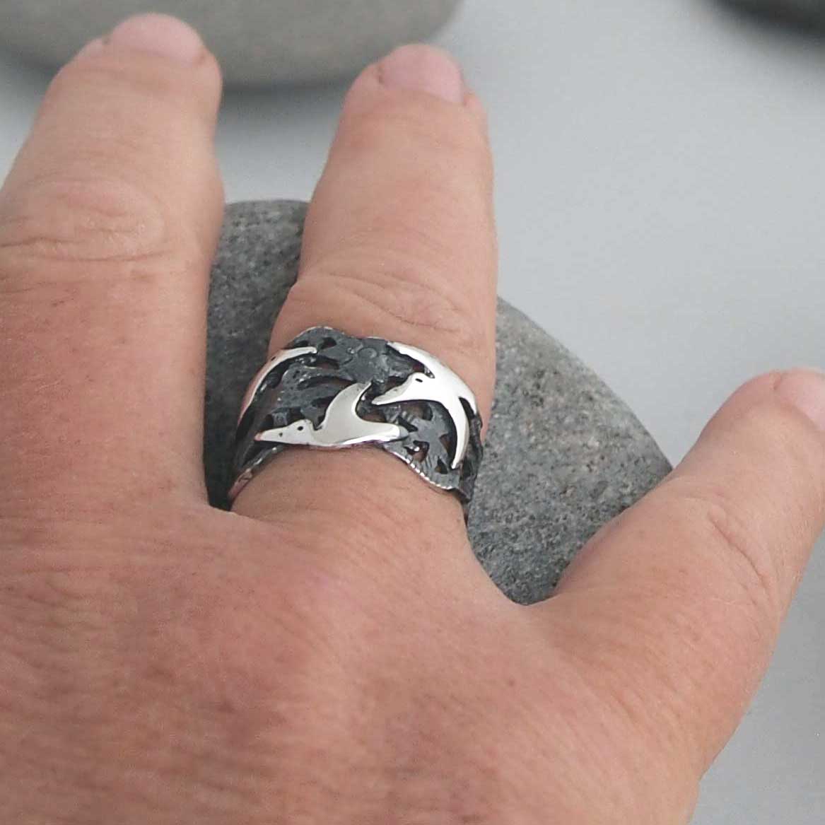 Handmade Sterling silver hummingbird ring