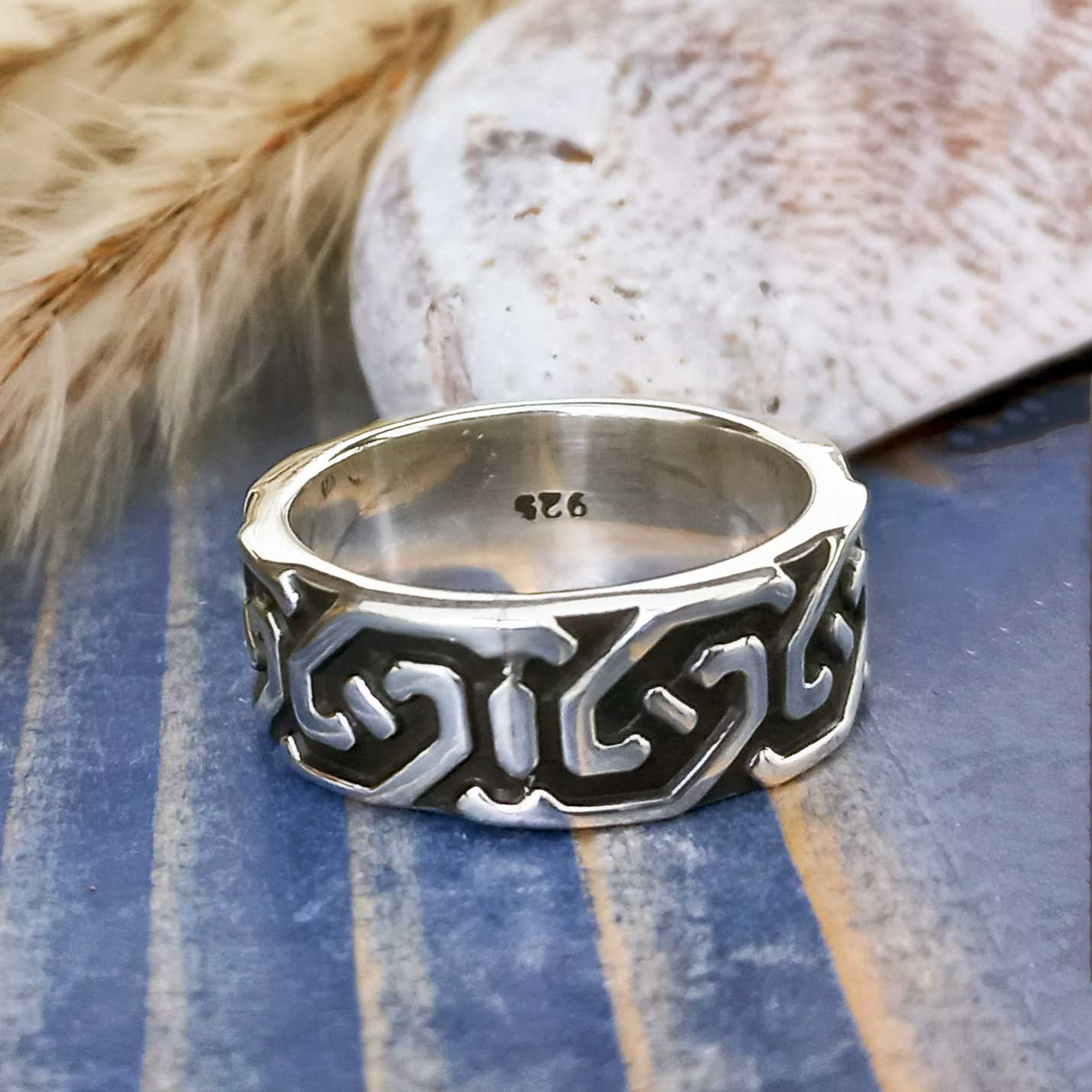 Silver oxidised ring