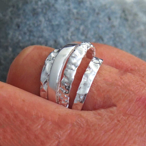 Hammered textured Mexican silver ring