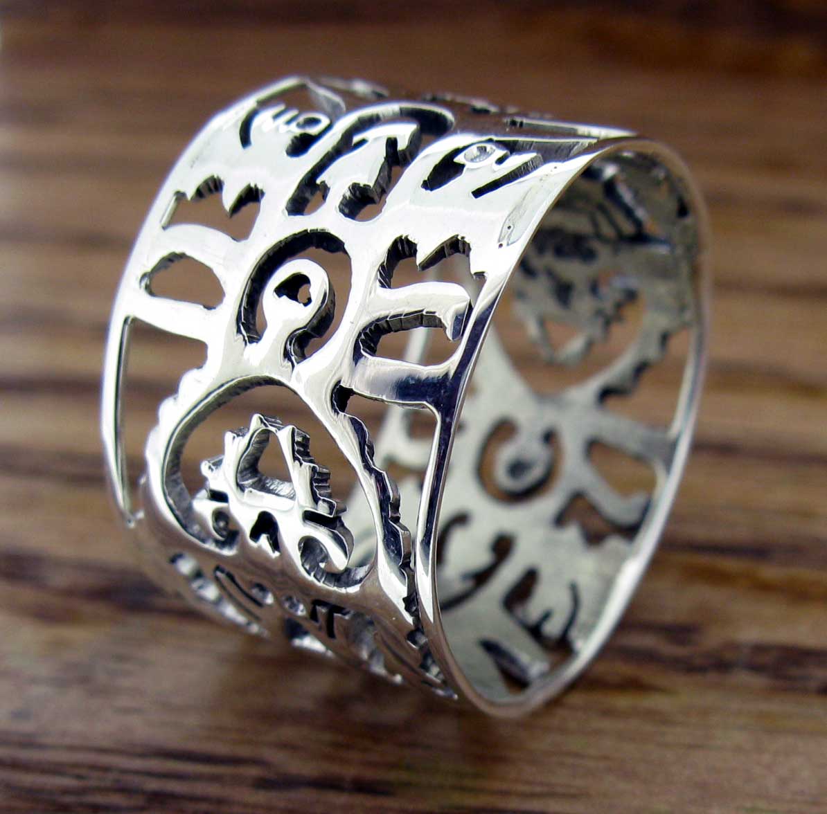 Ususual silver tree of life ring