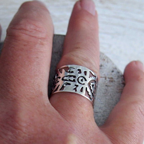 Handmade sterling silver tree of life ring