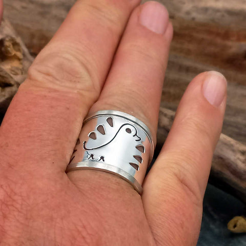 Handmade sterling silver dove ring