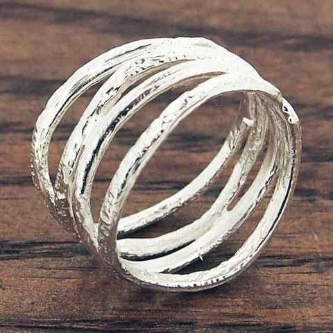 Sterling silver textures wavy ring
