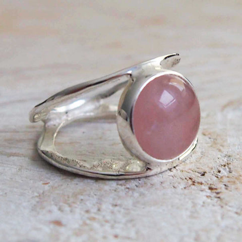 Sterling Silver ring with rose quartz