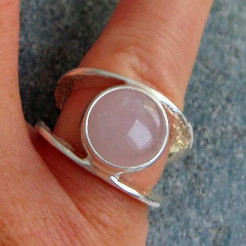 Rose Quartz sterling silver handmade ring