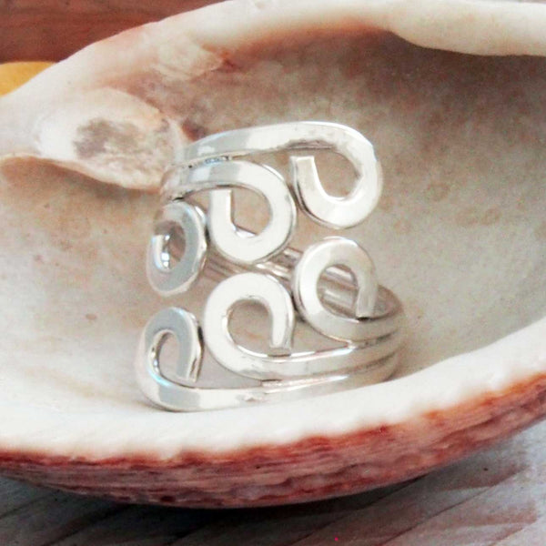 Unusual Mexican silver curvy ring