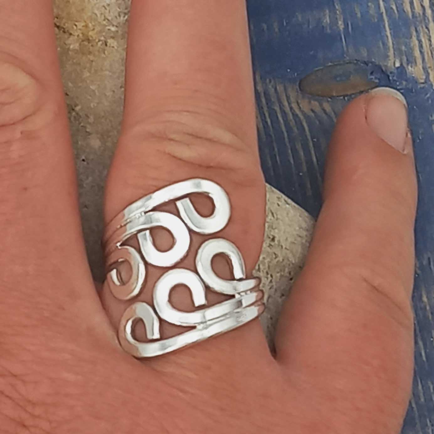 Handmade silver swirl ring