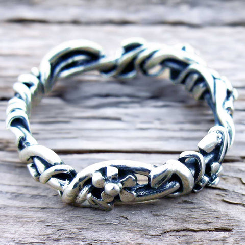 Handmade dainty flower silver ring