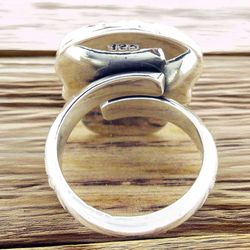 Day of the Dead Candy Skull with Hearts Silver Ring (Large) (249)