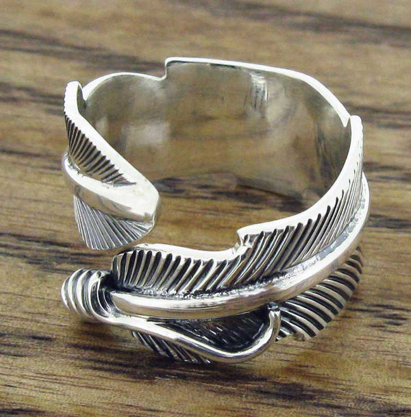 Sterling silver feather ring