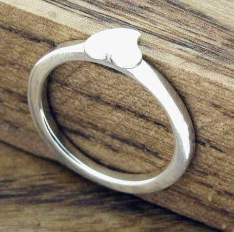 Silver band with heart ring