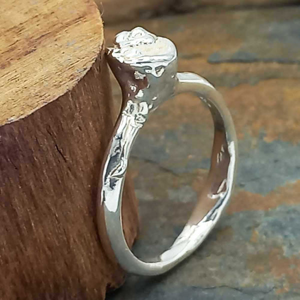 Unusual handmade ring with rose