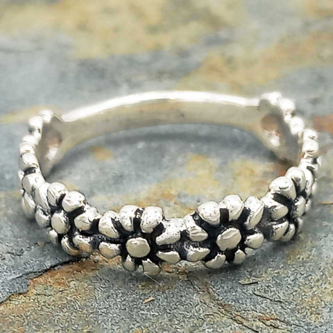 Handmade Flower sterling silver ring