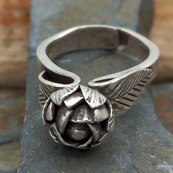 Sleeping Rose Silver Ring