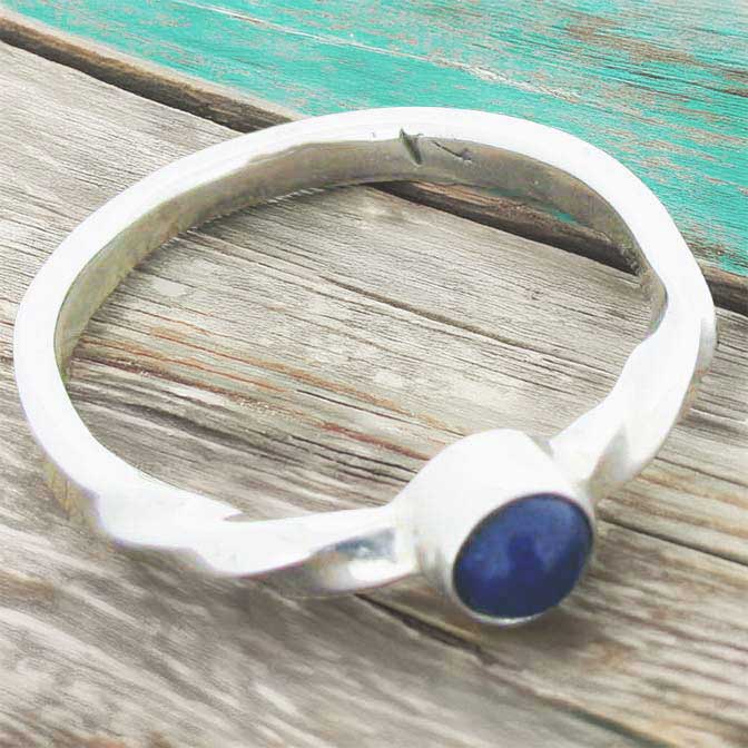 Twisted Lapis Lazuli Silver Ring